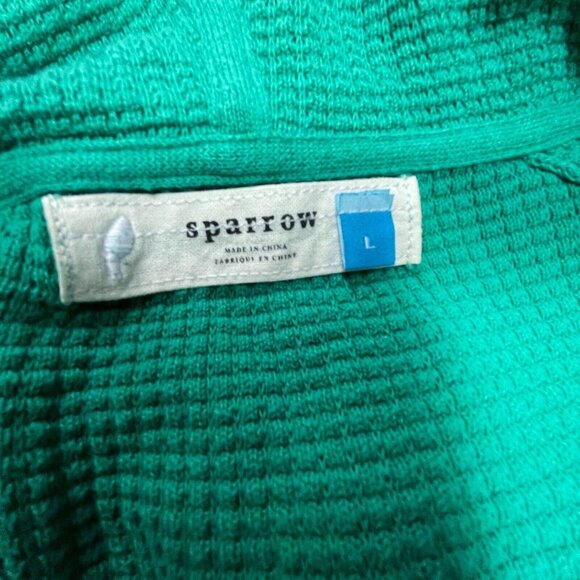 Anthropologie Sparrow Womens Green Waffle Knit Hoodie Pullover Sweater Large - Picture 3 of 8